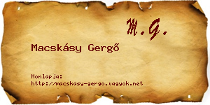 Macskásy Gergő névjegykártya